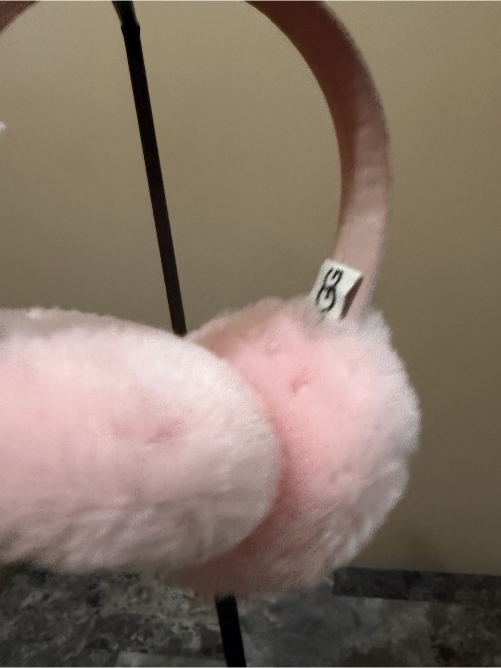 UGG Blush Pink Sheepskin Ear Muffs with Box - Picture 3 of 6